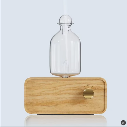 Glass Essential Oil Nebulizer Diffuser with Wood Grain Base - The Gift Company