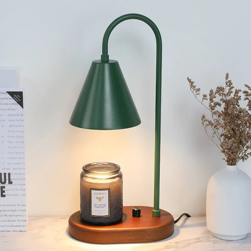 Electric Candle Warmer Lamp with Dimmer & Wooden Base