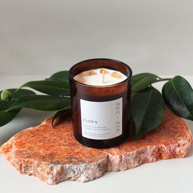 Jade + June Flora Crystal-Infused Soy Candle – 45hr Burn supplier image 3