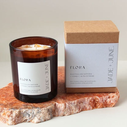 Jade + June Flora Crystal-Infused Soy Candle – 45hr Burn supplier image 4