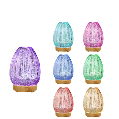 New 3D Glass Aromatherapy Machine Colorful LED 100ml 5V Essential Oil Diffuser Air Humidifier Home Creative Pattern