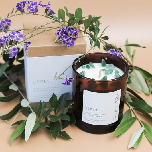 Jade + June Ceres Crystal-Infused Soy Candle – 45hr Burn supplier image 2
