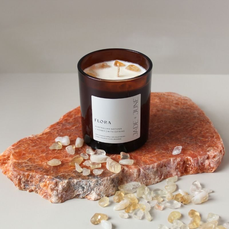 Jade + June Flora Crystal-Infused Soy Candle – 45hr Burn supplier image 5
