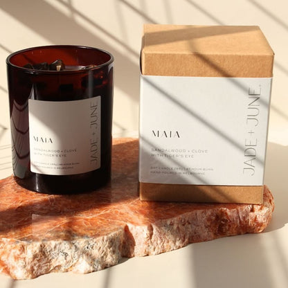 Jade + June Maia Crystal-Infused Soy Candle – 45hr Burn supplier image 3