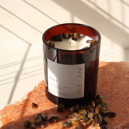 Jade + June Maia Crystal-Infused Soy Candle – 45hr Burn supplier image 4