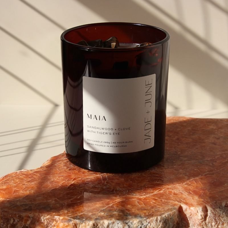 Jade + June Maia Crystal-Infused Soy Candle – 45hr Burn supplier image 5