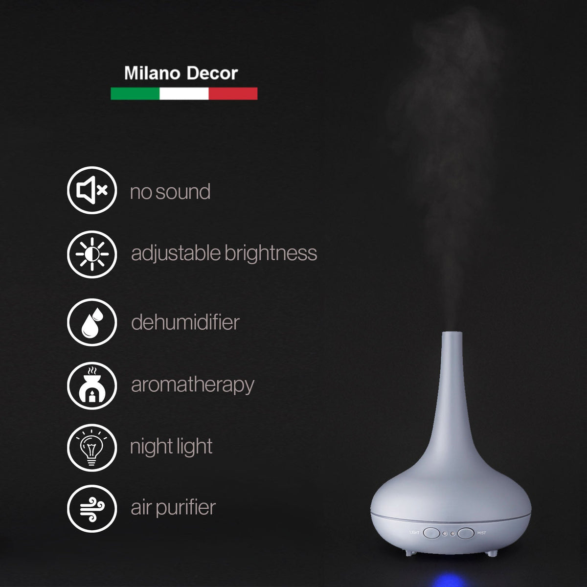 NNEIDS Milano Decor Ultrasonic Aroma Diffuser - Matt Grey colour:-2