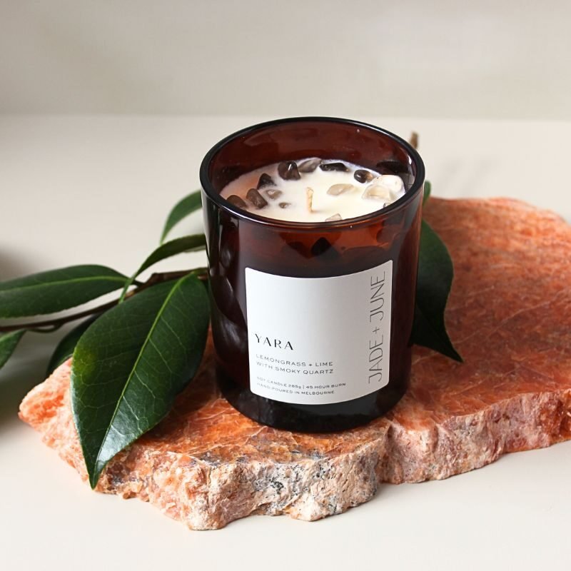 Jade + June Yara Crystal-Infused Soy Candle – 45hr Burn supplier image 2
