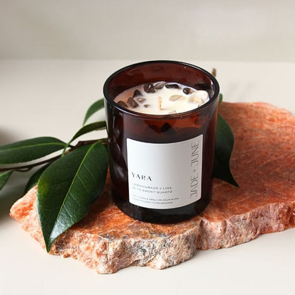 Jade + June Yara Crystal-Infused Soy Candle – 45hr Burn supplier image 2