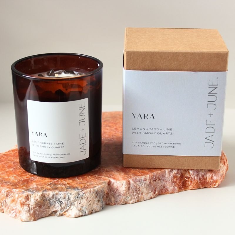 Jade + June Yara Crystal-Infused Soy Candle – 45hr Burn supplier image 3