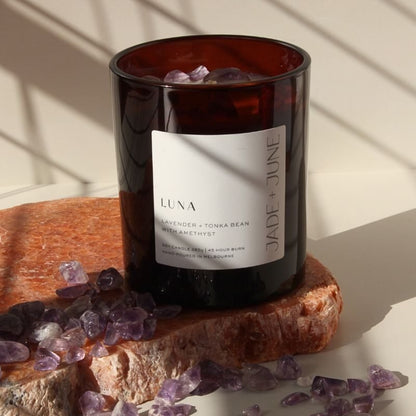 Jade + June Luna Crystal-Infused Soy Candle – 45hr Burn supplier image 5