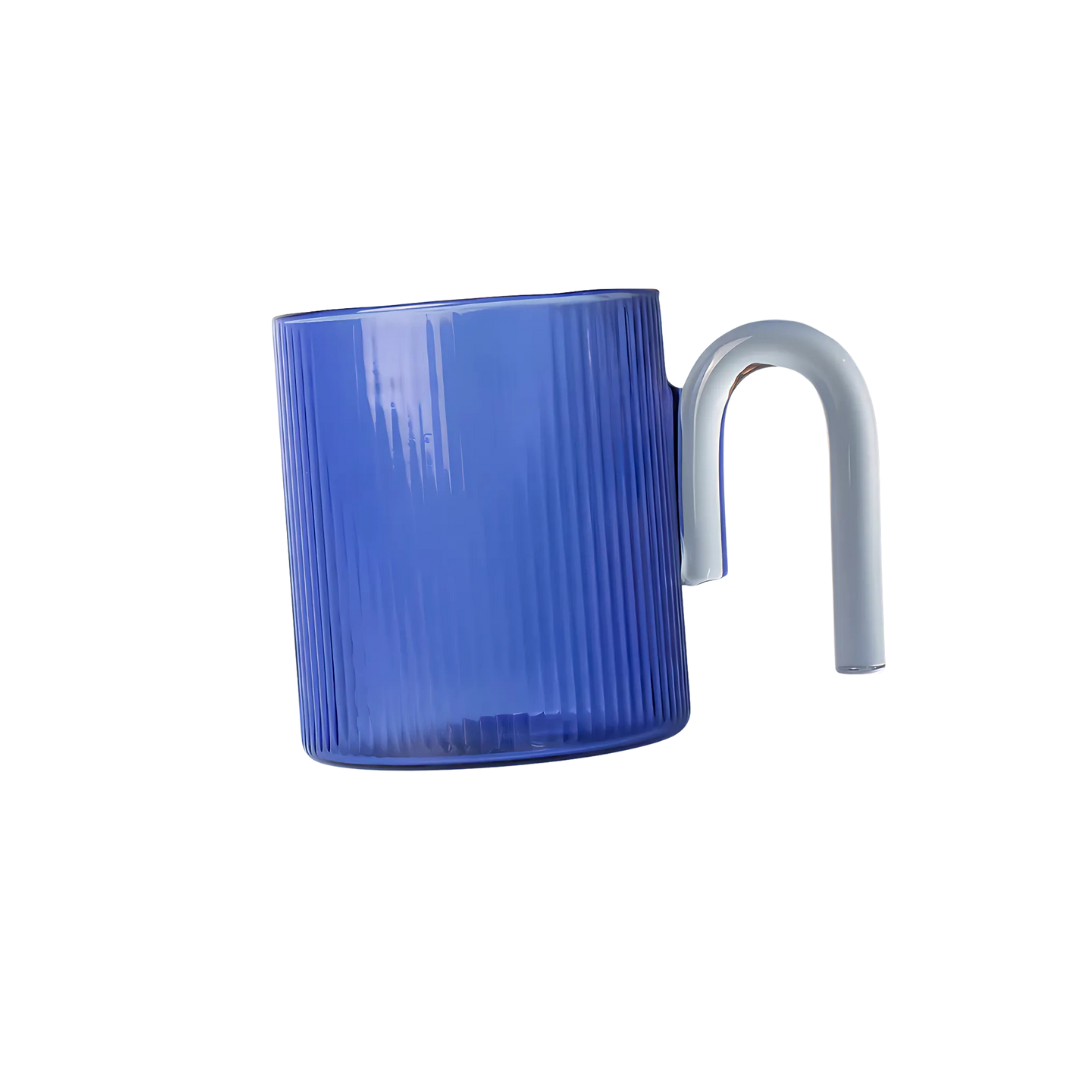 Sage & Cooper Archer Ribbed Glass Cup Ocean Blue