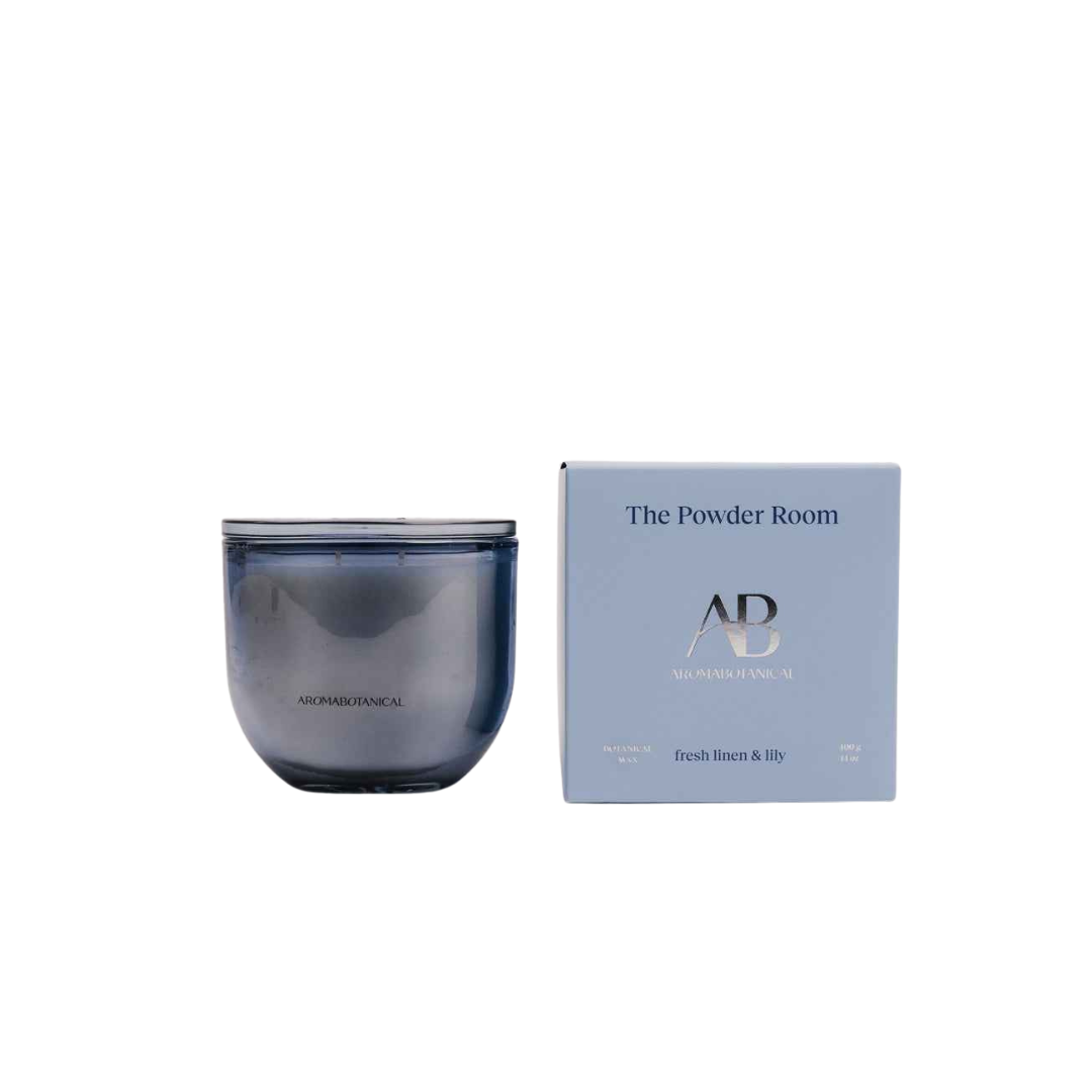 Aromabotanical Powder Room – Fresh Linen & Lily Scented Candle 400g - The Gift Company