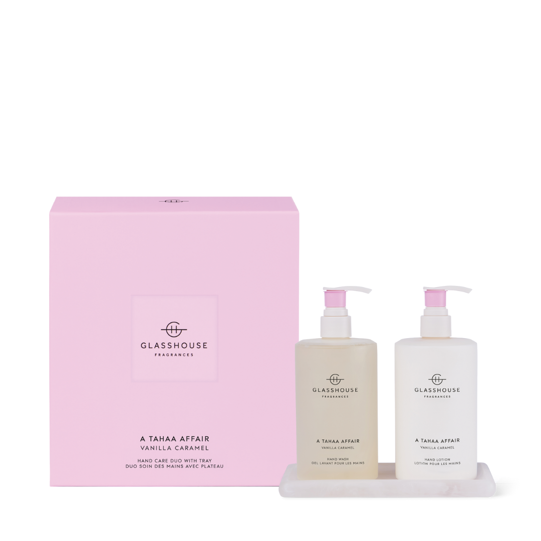 Glasshouse Fragrances A Tahaa Affair Vanilla Caramel Hand Wash, Hand Lotion & Tray Set
