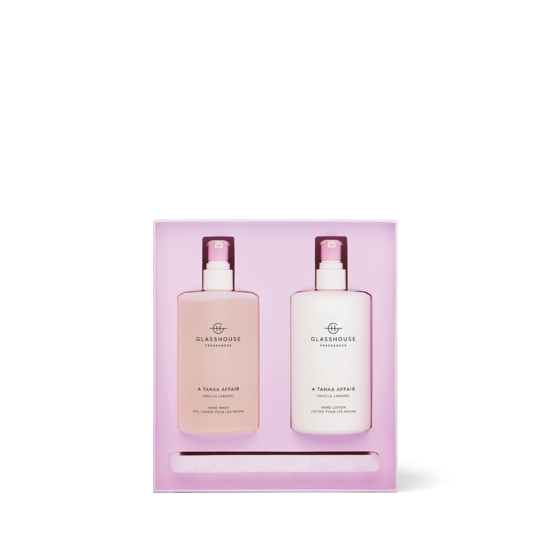 Glasshouse Fragrances A Tahaa Affair Vanilla Caramel Hand Wash, Hand Lotion & Tray Set