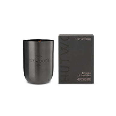 Hutwoods Bergamot & Anjou Pear Matte Black Vessel Candle 375g 80+ Hours Burn Time