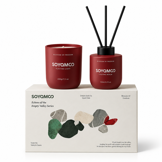 SOYAMOO Crimson Tipsy Candle 200g + Reed Diffuser 150mL Gift Set