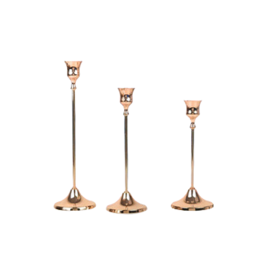 Set of 3 Vintage Metal Candle Holders for Home Décor