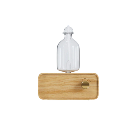 Glass Essential Oil Nebulizer Diffuser with Wood Grain Base - The Gift Company