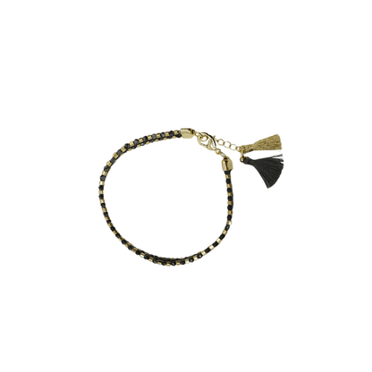 Zjoosh Black Beaded Tassel Bracelet