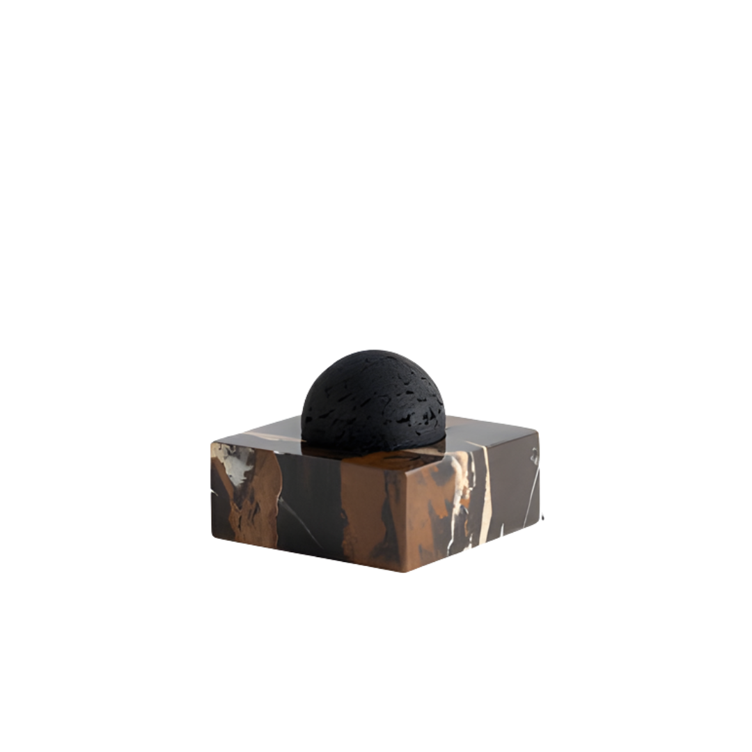 Black Lava Rock Stone Diffuser with Marble Base
