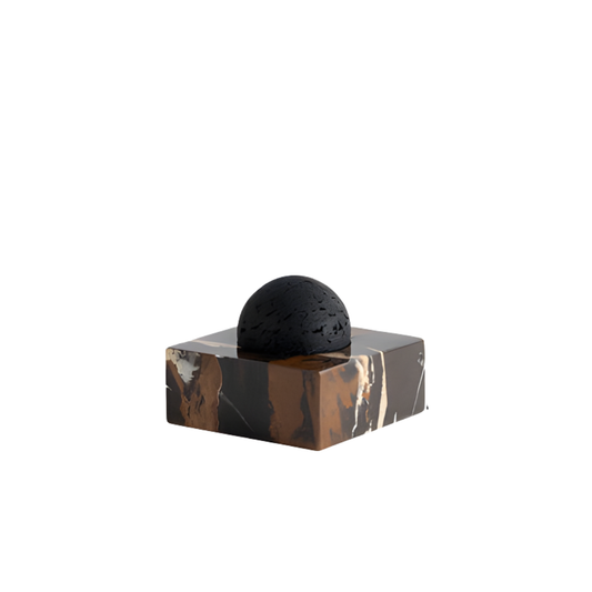 Black Lava Rock Stone Diffuser with Marble Base