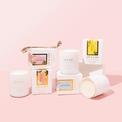Lee & Lou Camellia & Pink Lotus Bloom Candle 285g styled product image 5