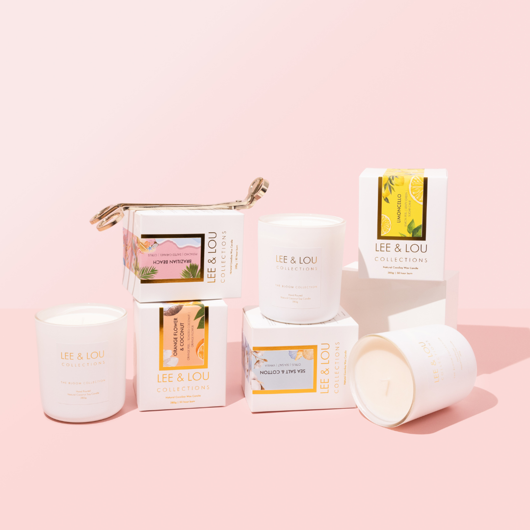 Lee & Lou Coconut & Lime Bloom Candle 285g styled product image 5