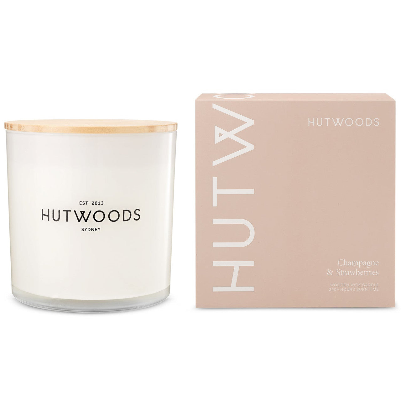 Hutwoods Champagne & Strawberries Candle Extra Large 250+ Hours Burn Time - The Gift Company