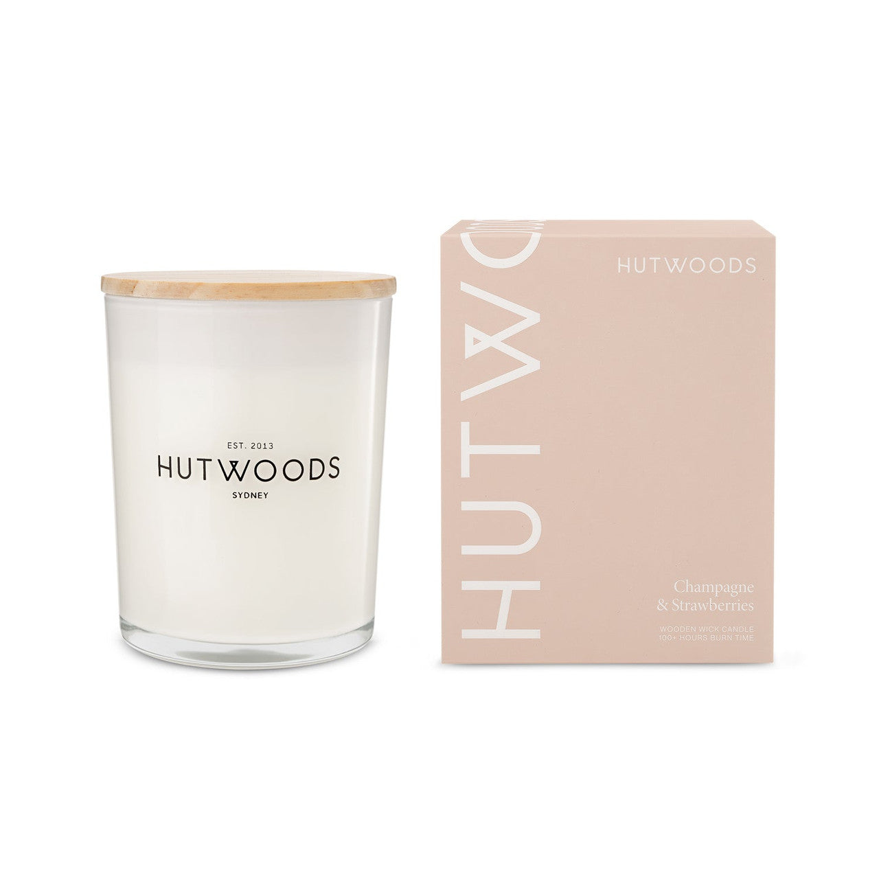 Hutwoods Champagne & Strawberries Candle Large 100+ Hours Burn Time - The Gift Company