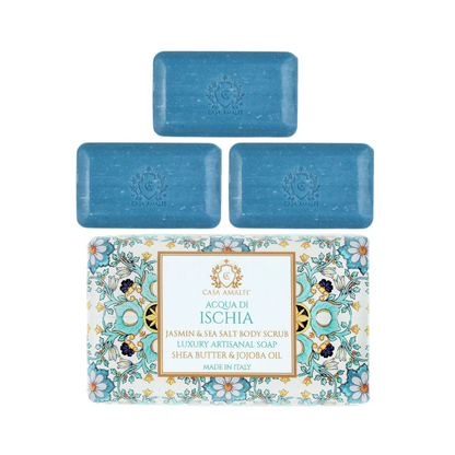 Casa Amalfi Acqua Di Ischia Body Scrub Jasmin & Sea Salt Set of 3 × 150g