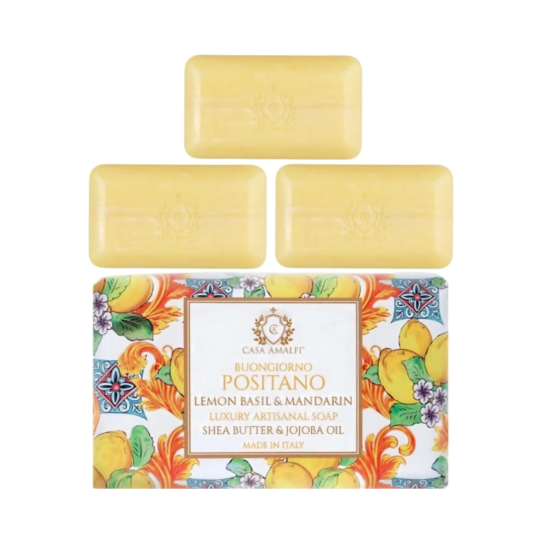 Casa Amalfi Buongiorno Positano Body Soap Lemon Basil & Mandarin Set of 3 × 150g
