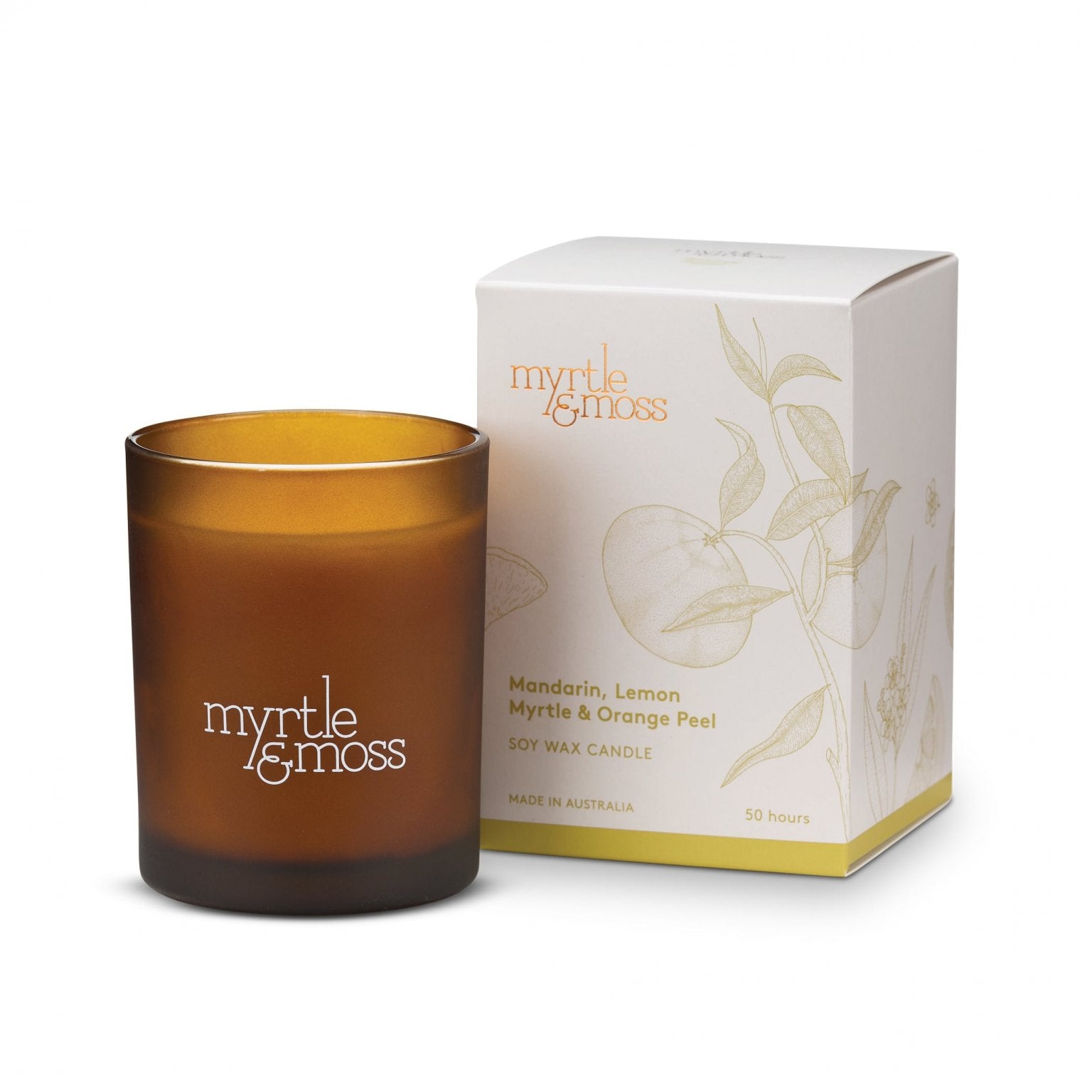 Myrtle & Moss Soy Wax Candle Mandarin, Lemon Myrtle & Orange Peel (50 Hours)