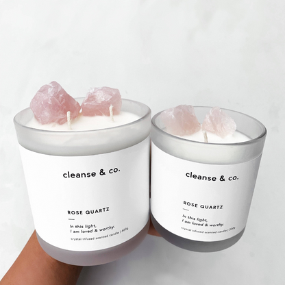 Cleanse & Co. Rose Quartz Intention Crystal Candle 200g