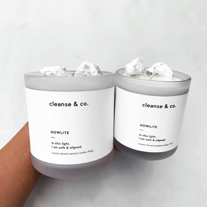 Cleanse & Co. Howlite Intention Crystal Candle 200g