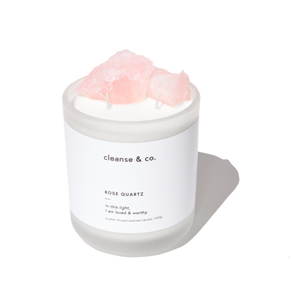 Cleanse & Co. Rose Quartz Intention Crystal Candle 200g