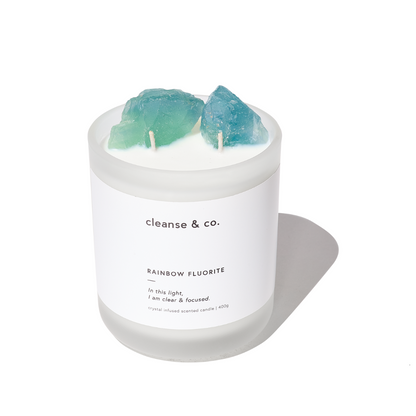 Cleanse & Co. Rainbow Fluorite Intention Crystal Candle 200g