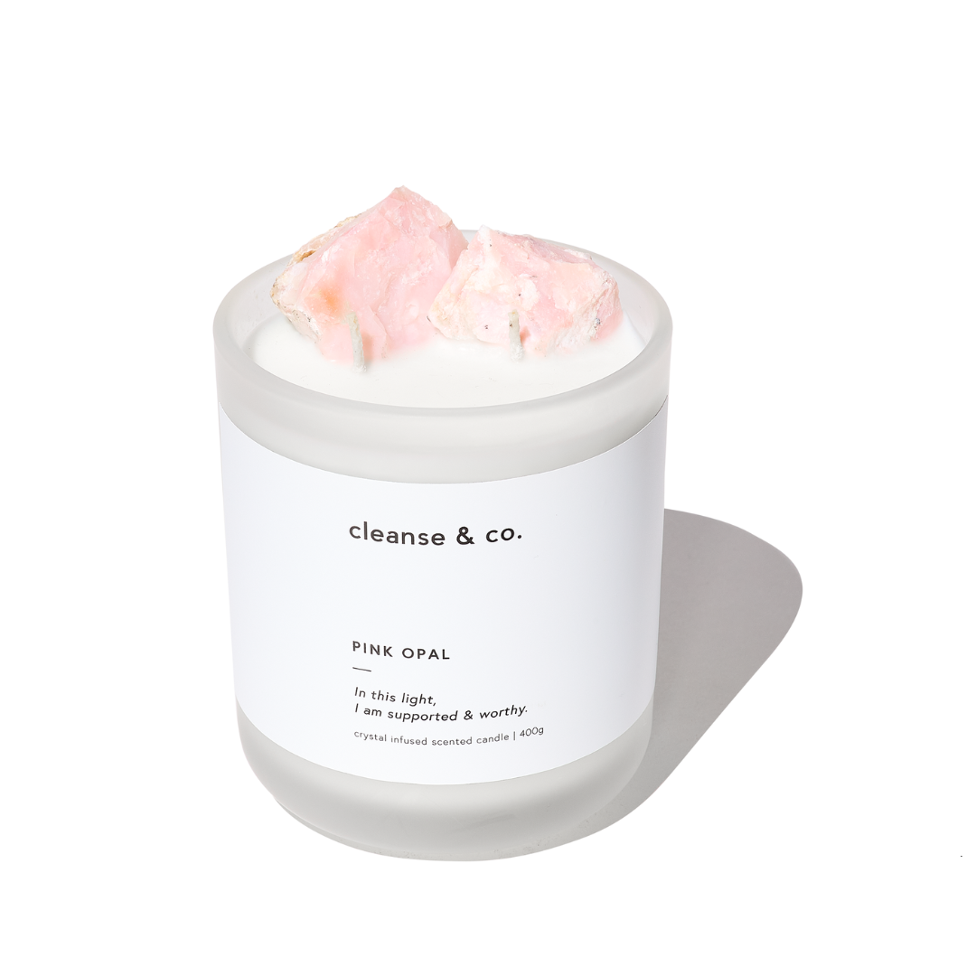 Cleanse & Co. Pink Opal Intention Crystal Candle 200g