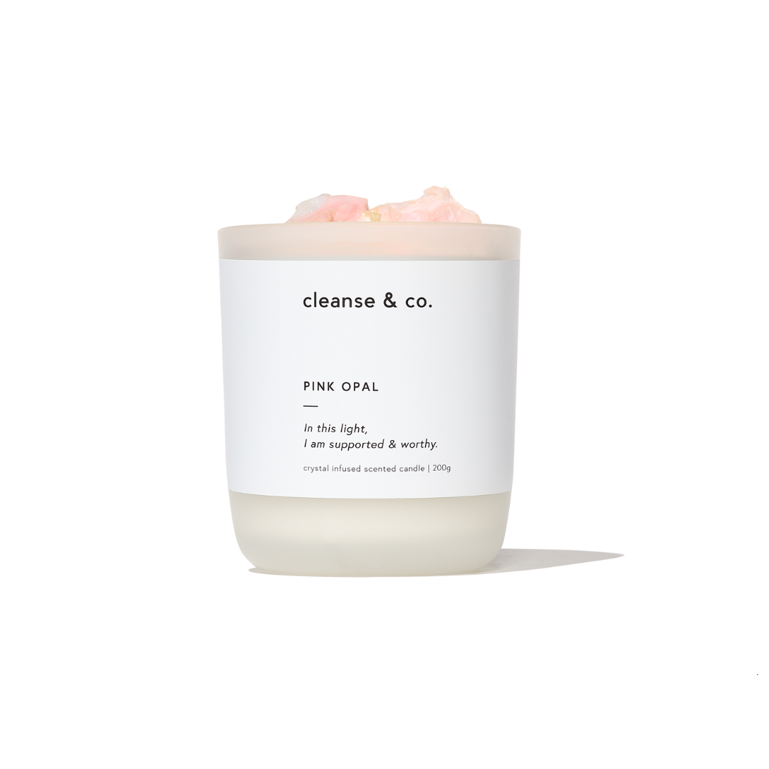 Cleanse & Co. Pink Opal Intention Crystal Candle 200g