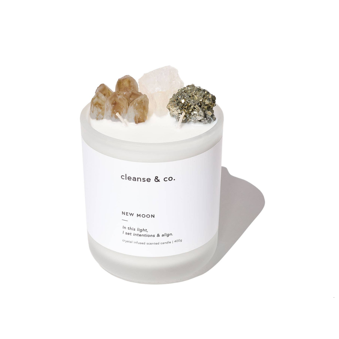 Cleanse & Co. New Moon Intention Crystal Candle 200g