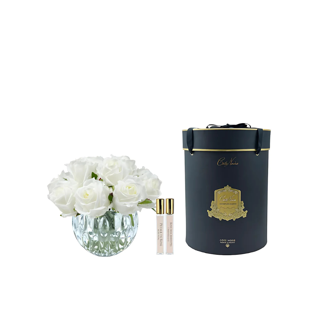 Côte Noire Luxury Round 13 Rose Bud Bouquet - White