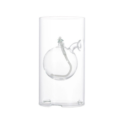 Cylindrical Transparent Glass Oil Lamp