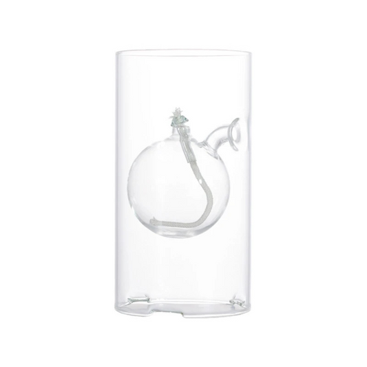 Cylindrical Transparent Glass Oil Lamp