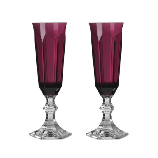 Mario Luca Giusti Dolce Vita Champagne Flute Set of 2 Ruby