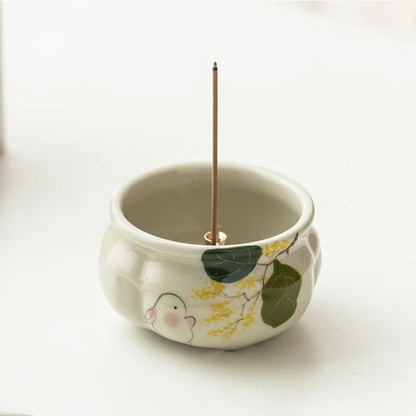 Emerald Green Asparagus Fern Incense Burner