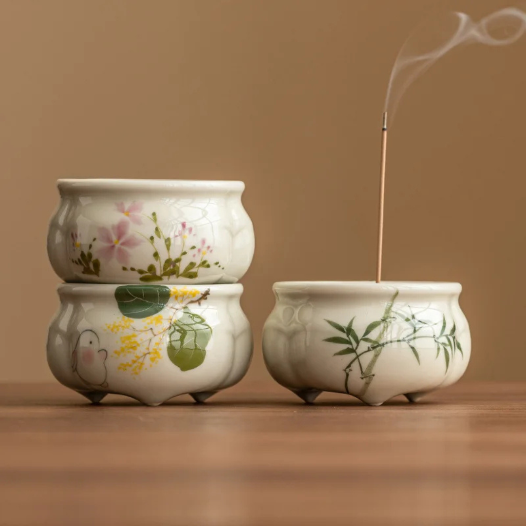 Emerald Green Asparagus Fern Incense Burner