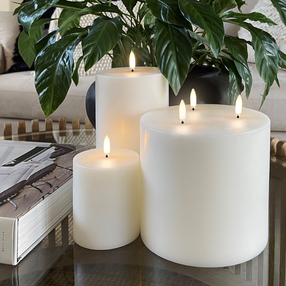 Enjoy Living Uyuni Nordic White Smooth Flameless Candle - Triple Wick