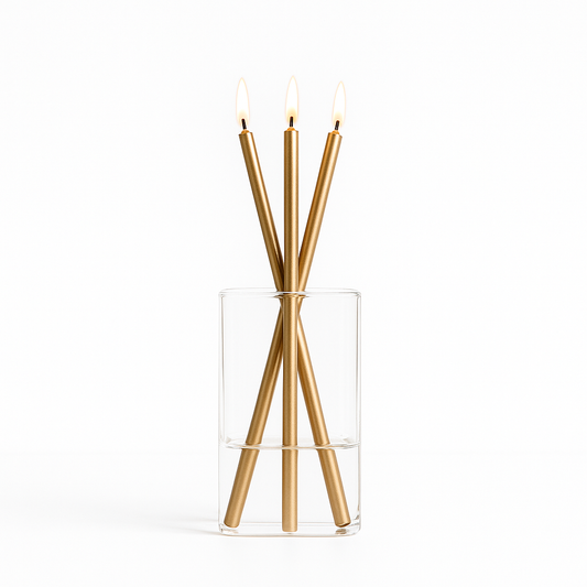 Everlasting Candle Co Jervis Signature Set - Clear Vase & Champagne Candle Sticks