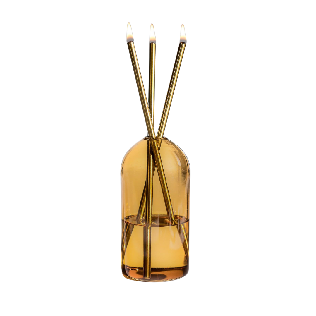 Everlasting Candle Co Wylie Signature Set - Golden Hour Vase & Gold Candle Sticks