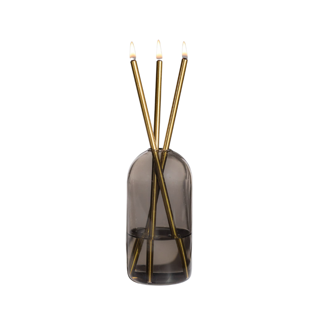 Everlasting Candle Co Wylie Signature Set - Storm Vase & Gold Candle Sticks